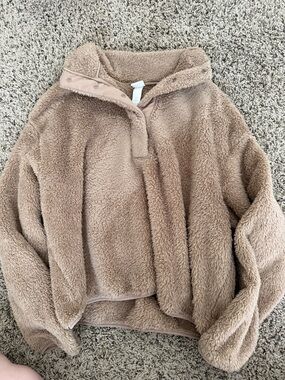 H&M Plush Sherpa Jacket in Taupe Beige